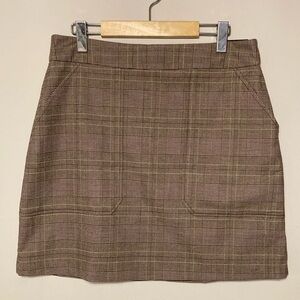 Banana Republic Brown/Burgundy/Cream Plaid Tailored Mini Skirt. Size: 10